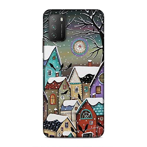 Image of Printed Mobile Back Hard Case Cover for Xiaomi Poco M3 | Snowfall, Houses, Animated, Home Sweet Home -2186