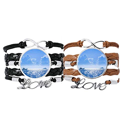 Bracelet l'eau de mer mer bateau science nature cordon cuir amour couple photo