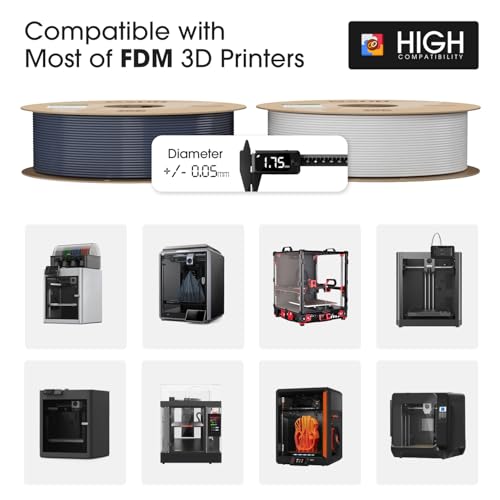 Image of eSUN PLA Filament 1.75mm, High Toughness 3D Printer Filament Upgraded PLA Filament, Dimensional Accuracy + /- 0.03mm, 1KG per Spool, 2 Spools 3D Printing Filament, Black