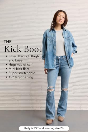 Image of American Eagle Women Black Low Rise Kick Boot Jeans