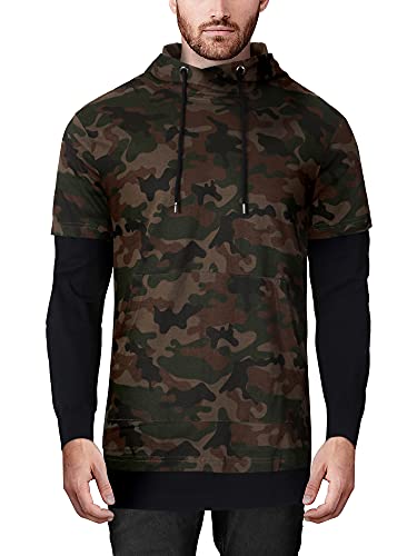 Ma Croix Mens Hipster Hoodie Longline T- Shirt