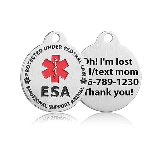 Personalizierte ESA Emotionale Unterstützung Tier Hundemarke mit Gravur, Service Dog Diensthundemarke Diensthunde Tiermarke Abzeichen, Hundegeschirr Hundeweste mit Custom Name graviert