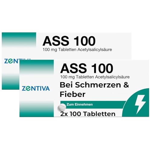 ASS 100 Zentiva - 2x 100 Stück - Acetylsalicylsäure 100mg bei leichten bis mäßig starken Schmerzen und Fieber entzündungshemmend