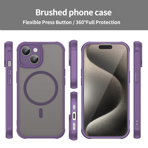 Coque iPhone 15 compatible MagSafe violette Asuwish mat - 3