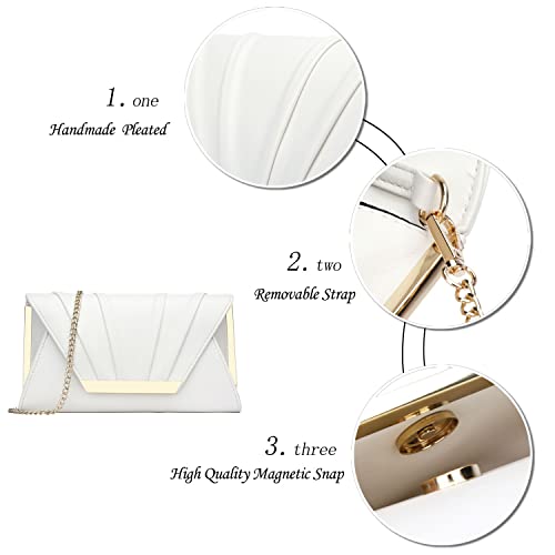 Kkxiu Charming Pleated Satin Clutch Evening Purse And Handbag For Women Leather Crossbody Wedding Party Bridal Bag (Cream White) #TOP3