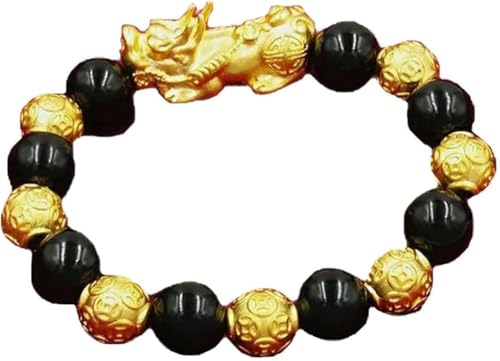 Obsidien noir de qualité supérieure avec perle de chance artisanale