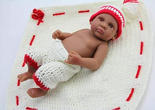 MWKL Rebirth Baby Doll Simulation 11 Zoll/28 cm Schwarze Haut Vollsilikon Kinderspielzeug Geschenk,Reborn Puppen – Bild 3