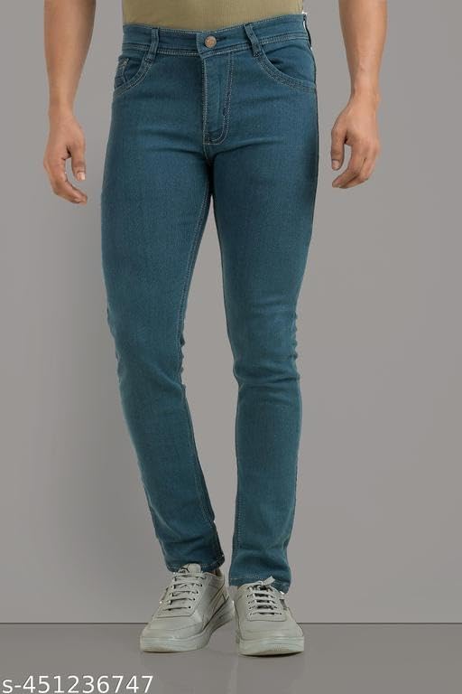 Image of Men's Solid Comfortable Slim Fit Jeans