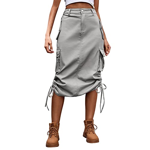 Jupe cargo d'été en denim robe de travail tendance taille mi-longue