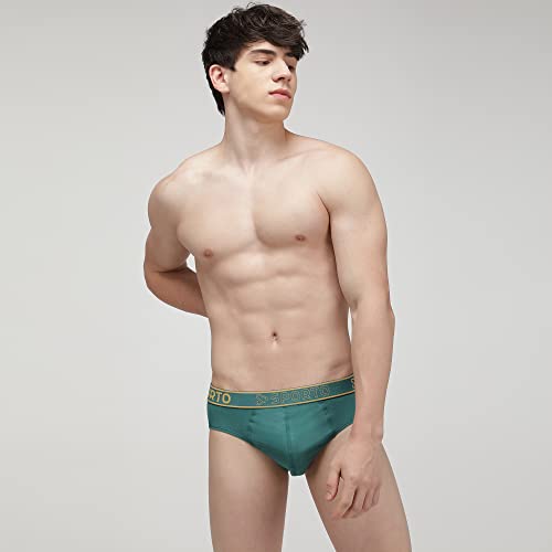 Image of sporto Men's Solid Cotton Brief with Soft Elastic Waistband (Pack of 3) Black