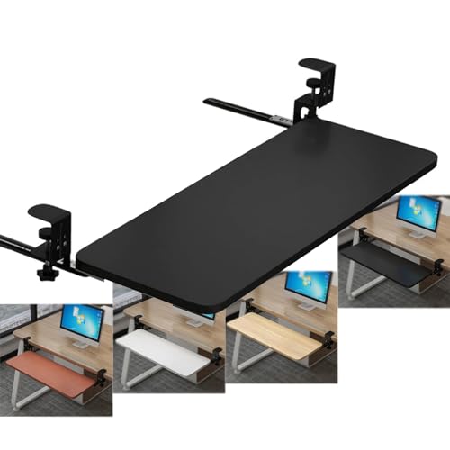 人間工学に基づいた引き出し式キーボードトレイ(52〜75cm)Cクランプ付きデスク用。家庭、オフィス、学校に最適。頑丈なデスク下収納ソリューション。調節可能なキーボード引き出し。