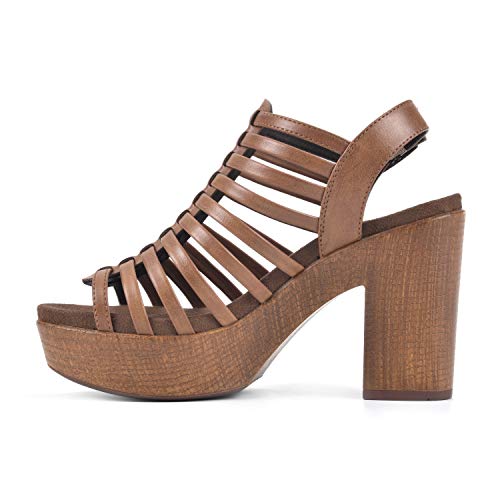 White Mountain Shoes Astonish Women's Platform Heel Sandal, Dk.tan.burn/Smooth, 7.5 M #TOP2