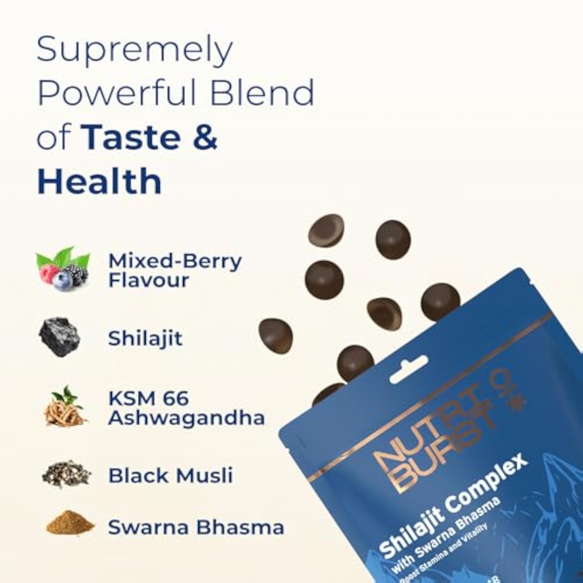 Nutriburst Shilajit Resin Gummies, Ayurvedic Herbal Blend, 60 Gummies
