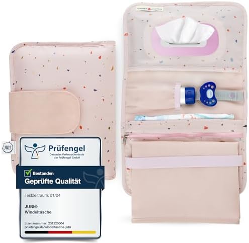 Jubi® Kleine Windeltasche mit Wickelunterlage für Baby, Rosenblüte