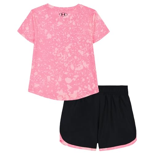 Image of Under Armour Girls' 2-piece Short Sleeve Tee and Shorts Set, Lightweight and Comfortable