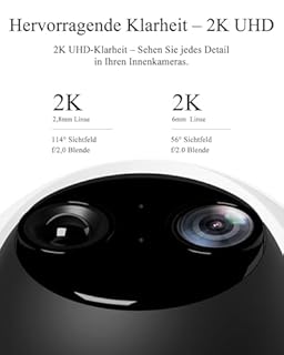 VSTARCAM Überwachungskamera Innen, Dual Kameras, 2K QHD mit 10x Zoom, 360° PTZ Baby & Haustierkamera, KI-Erkennung, Nachtsicht, 2-Wege-Audio, 2.4GHz WLAN, Plug&Play, Sicherheitskamera innen