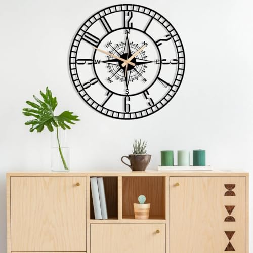 Image of Stylish Metal Wall Clock for Living Room, Bedroom, Office, Kitchen, Home and Hall | Antique Fancy Big Size Modern Wall Watch for Home Decor (DA-117, 60 CM)