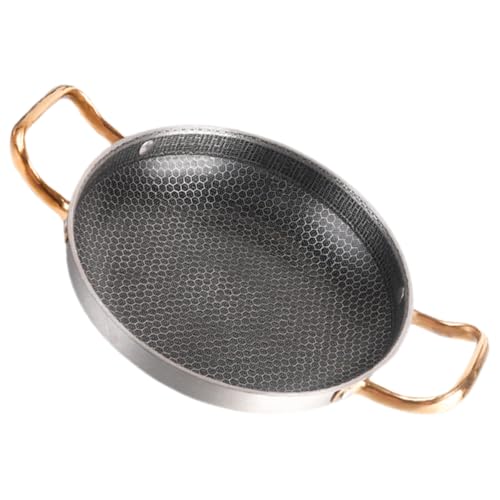 KICHOUSE Sartén Doble Oreja Antiadherente de Panal de Acero Inoxidable Negro, Ligera y Reducir Consumo de para Cocinar Mariscos