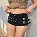 Twfsgirl Goth Grunge Micro Shorts Trendy Y2k Low Rise Rave Cargo Buckle Punk Fashion Alt Button Emo Skinny Cute Outfit Gothic Disco Summer Business Casual 90s Mini Shorts Women, Solid Black