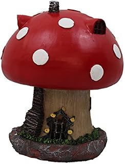 Fairy House Solar Powered secret Garden Ornament Pixie Decor Outdoor Decorative Home Light up Pathway Lawn Welcome Sign Statues Figurine 31cm Tall