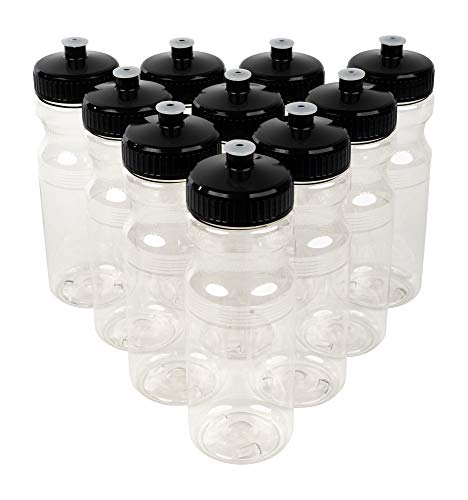 Csbd Clear 24 Oz Sports Water Bottles, 10 Pack, Blank For Customized Branding, No Bpa Food Grade Plastic For Fitness, Hiking, Cycling, Or Gym Workouts, Made In Usa (Clear/Black, 10 Pack) #TOP10