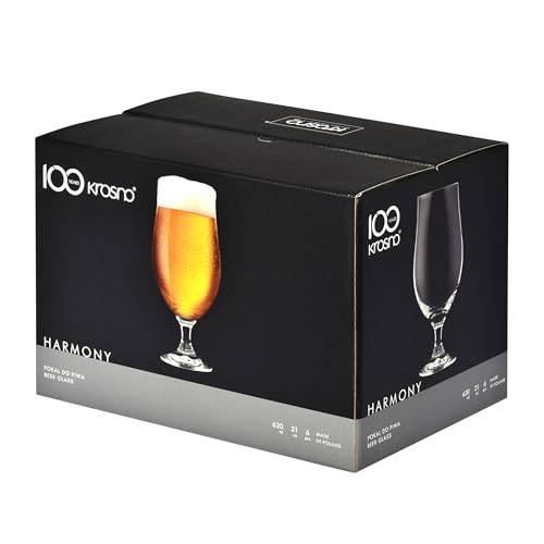 Image of KROSNO Beer Glasses Set of 6, 16.9 oz, Harmony Collection | Drinking Glasses, IPA, Pilsner, Ale, Drinking Set, Lead-Free Crystal, Beer Stein, Dishwasher Safe