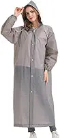 Poncho de chuva reutilizável de EVA para adultos, capa de chuva com capuz impermeável com mangas para homens e mulheres, leve e portátil, Cinza, Tamanho Único