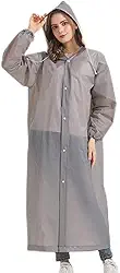 Poncho de chuva reutilizável de EVA para adultos, capa de chuva com capuz impermeável com mangas para homens e mulheres, leve e portátil