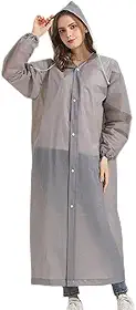Poncho de chuva reutilizável de EVA para adultos, capa de chuva com capuz impermeável com mangas para homens e mulheres, leve e portátil, Cinza, Tamanho Único