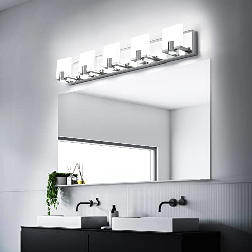 Image of PRESDE 4 Light Bathroom Vanity Light Modern Chrome Bathroom Light Fixtures LED for Bath Wall Lighting Dimmable