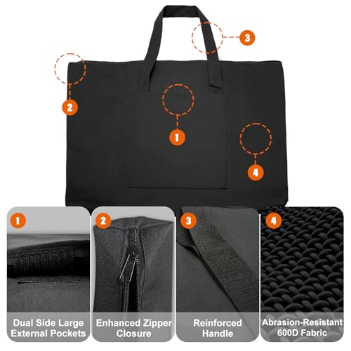 Image of Cupohus Waterproof Art Portfolio Bag 20 inch x 26 inch for 18 inch x 24 inch Artworks with Outer Pockets and Handle, Student Carrying Storage Bag