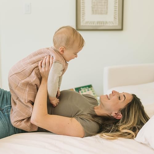 Image of Little Unicorn 0-6 Month Premium Muslin Sleep Sack 1.1 TOG | Soft & Breathable Muslin Cotton for safer sleep | 2 way zipper (Mauve Stripe)