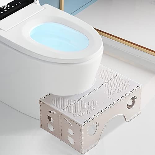 Foldable Toilet Potty Stool for Adults, 7" Healthy Squatting Posture Toilet Poop Stool, Bathroom Anti-Slip Toilet Assistance Step Stool, Fold Design Portable Travel Poop Stool for Adults, Kid. (Grey)