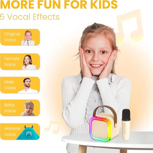 Image of TOYTONIC Wireless Karaoke Speaker with Microphone, Portable Bluetooth Speaker with LED Light Effects, and Carry Handle for Kids and Adults