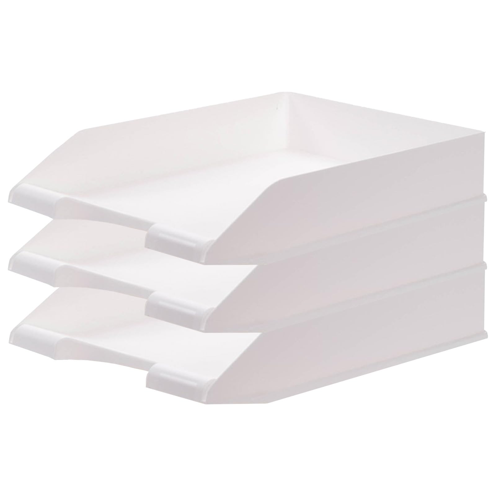 Amazon.co.jp: レタートレー A4 3段 書類 デスクトレー ホワイト ABS製