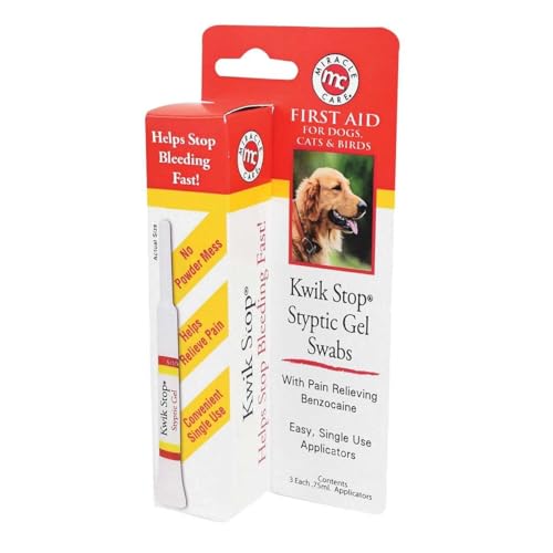 Image of Styptic Kwik Stop Dog Cat Bird Ferret Helps Stop Bleeding Fast Powder Gel Pads or Swabs (90 Count Pads)