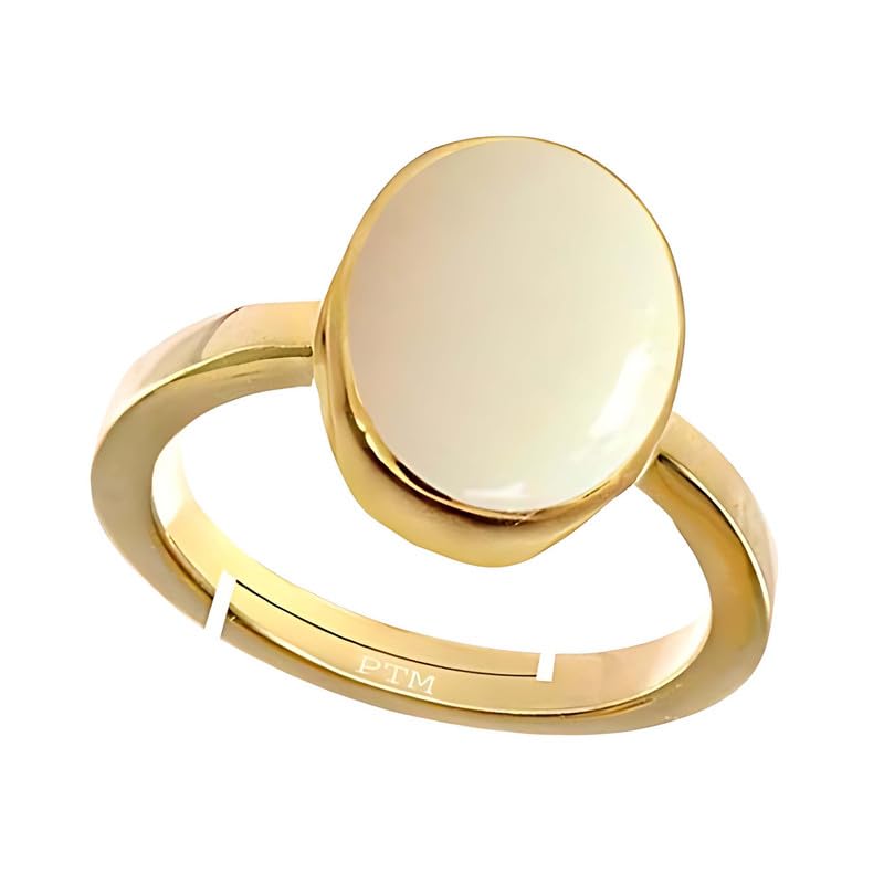 PTM Opal 3.25 to 10.25 Ratti or 3.00 to 9.50 Carat Astrological Certified Gemstone Panchdhatu/5 Metals Gold Plated Adjustable Ring for Men - fba1325