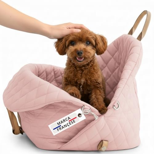 Borsa per cani piccola taglia, trasportino per cani auto, borsa per chihuahua, trasportino per gatti, trasportino cane auto 5 kg, borsa porta cane (Rosa, Media)