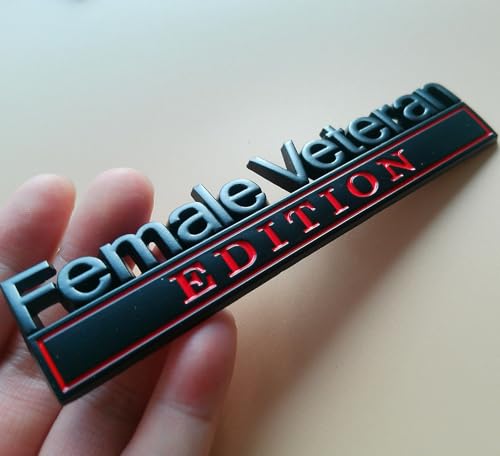 Image of Generic Female Special Veteran Edition Emblem with Strong Adhesive, Female Veteran Car Emblem 3D Badge Decal Car Truck Replacement Compatible with Universal Vehicle, Car, Truck, SUV (Black Red)