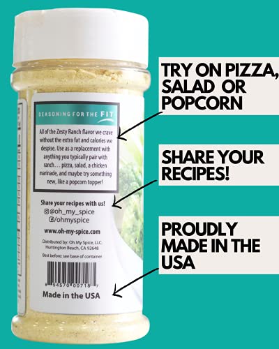 Zesty Ranch Seasoning By Oh My Spice | Low Sodium, 0 Calories, 0 Carbs, Gluten Free, Paleo, Non Gmo, No Msg, No Preservatives | Gourmet Healthy Seasonings For Cooking & Flavor Topper Dressing Mix #TOP2