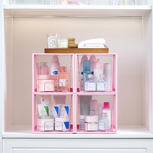 Image of Vtopmart 4 Pack Large Stackable Storage Drawers, Pink