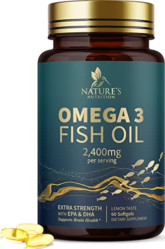 Fish Oil 2400 Mg With Omega 3 Epa & Dha - Triple Strength Omega 3 Supplement - Omega 3 Fish Oil Supports Heart Health, Nature's Brain & Immune Support - Non-Gmo Fish Oil Supplements - 60 Softgels #TOP25