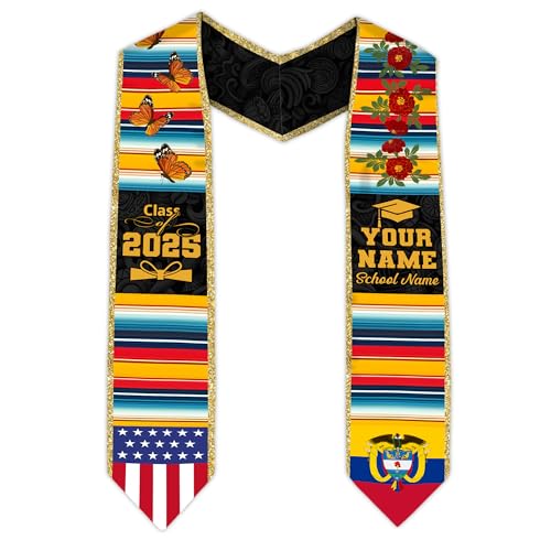 MonkeyVan Colombians Graduation Sash, Custom Colombians American Flag Graduation Sash 2025, Colombia Graduation Stole Style 17