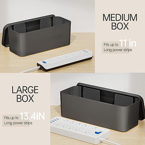 image for YECAYE 2 Pack Cable Management Box, Pet Friendly Cable Box Organizer f