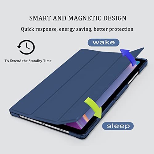 ProElite Smart Flip Case Cover for Samsung Galaxy Tab A8 10.5" SM-X200/ SM-X205/ SM-X207 Translucent Back with Stylus Pen, Dark Blue - Image 2