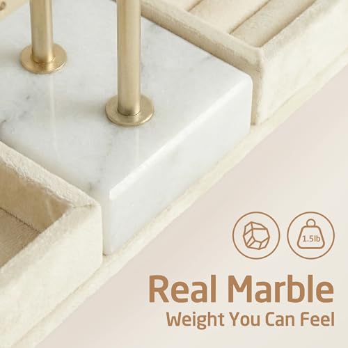 Soporte de joyería de mármol natural beige de 3 niveles extra resistente 4
