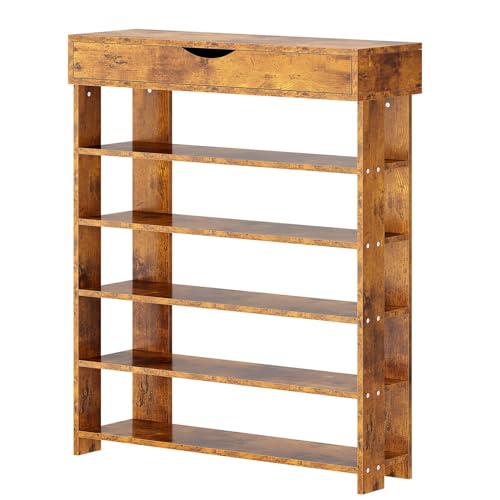 sogesfurniture - Estantería de Zapatos de Almacenamiento de Madera de 5 Niveles, Soporte para Zapatos, Soporte para Zapatos, Soporte de Almacenamiento en la Entrada para Dormitorio, Sala de Estar, 75