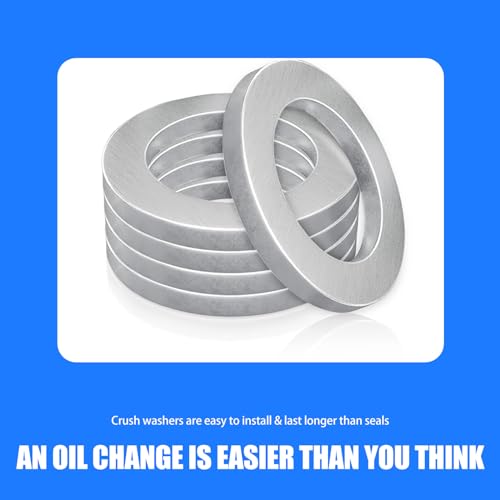 Image of Pack-50 Car Oil Drain Plug Gaskets, Aluminum Sealing Rings, O Shape Washers Seals, Oil Drain Screw Washer, 9410914000 Gasket Replacement Parts, Compatible with Honda Models (Silver)