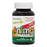 NaturesPlus Animal Parade Source of Life Children's Chewable Multivitamin - 90 Animal Shaped Tablets - Natural Cherry Flavor - Vegetarian, Gluten-Free - 45 Servings