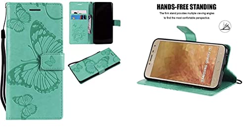 Image of TROUNCE Butterfly Embossing Shock Proof Flip Cover with Card Cash Holder Wallet Case & Magnetic Lock|Mobile Cover|Back Cover-Sea Green for Samsung Galaxy A54 5G